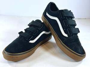 Vans Old Skool V Black Gum Velcro Skate Shoes - Men's Size 11.5